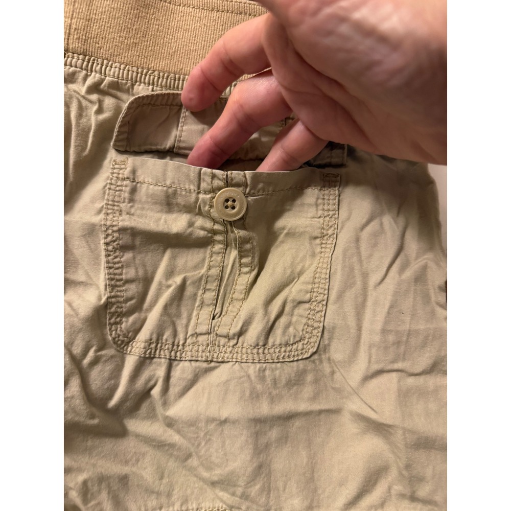 Arizona Jean Co Khaki Shortie Utility Shorts Womens 16.5 Plus Elastic Waist Tan - Picture 5 of 6